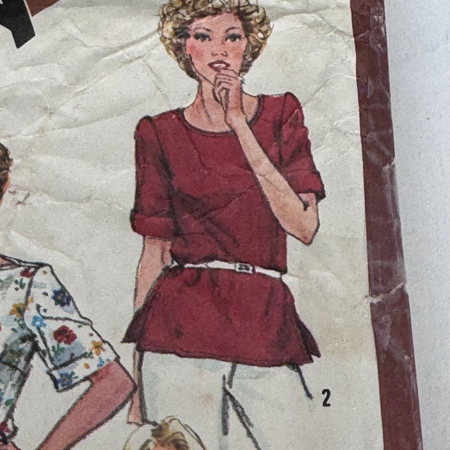 Simplicity Sewing Pattern 5386 80s Pullover Top Shirt Blouse 1980s Vintage Uncut Scooped Neckline