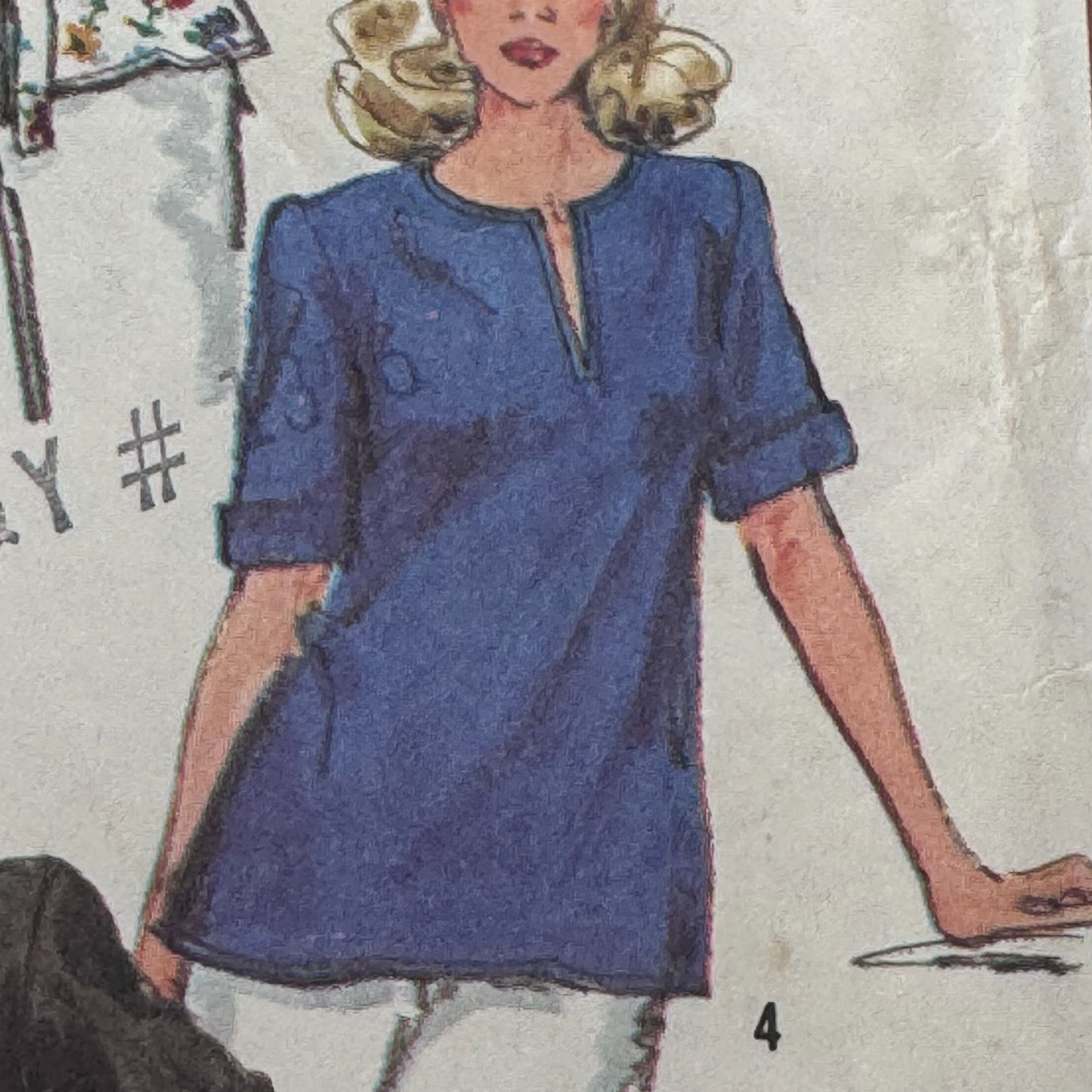 Simplicity Sewing Pattern 5386 80s Pullover Top Shirt Blouse 1980s Vintage Uncut Scooped Neckline