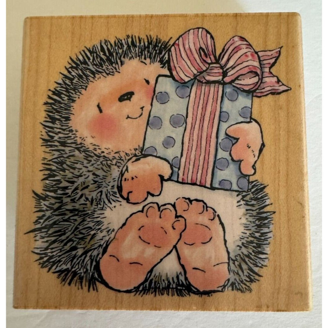 Penny Black Rubber Stamp A Gift For You Hedgehog Birthday Present Animal Rare
