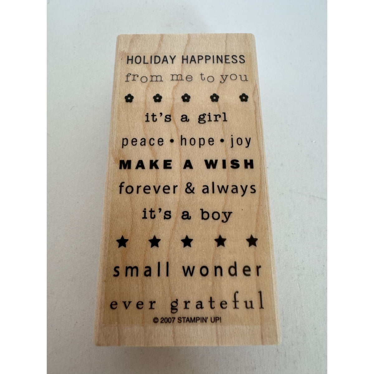 Stampin Up Rubber Stamp Card Sentiments Holiday Happiness Its a Girl Boy Peace