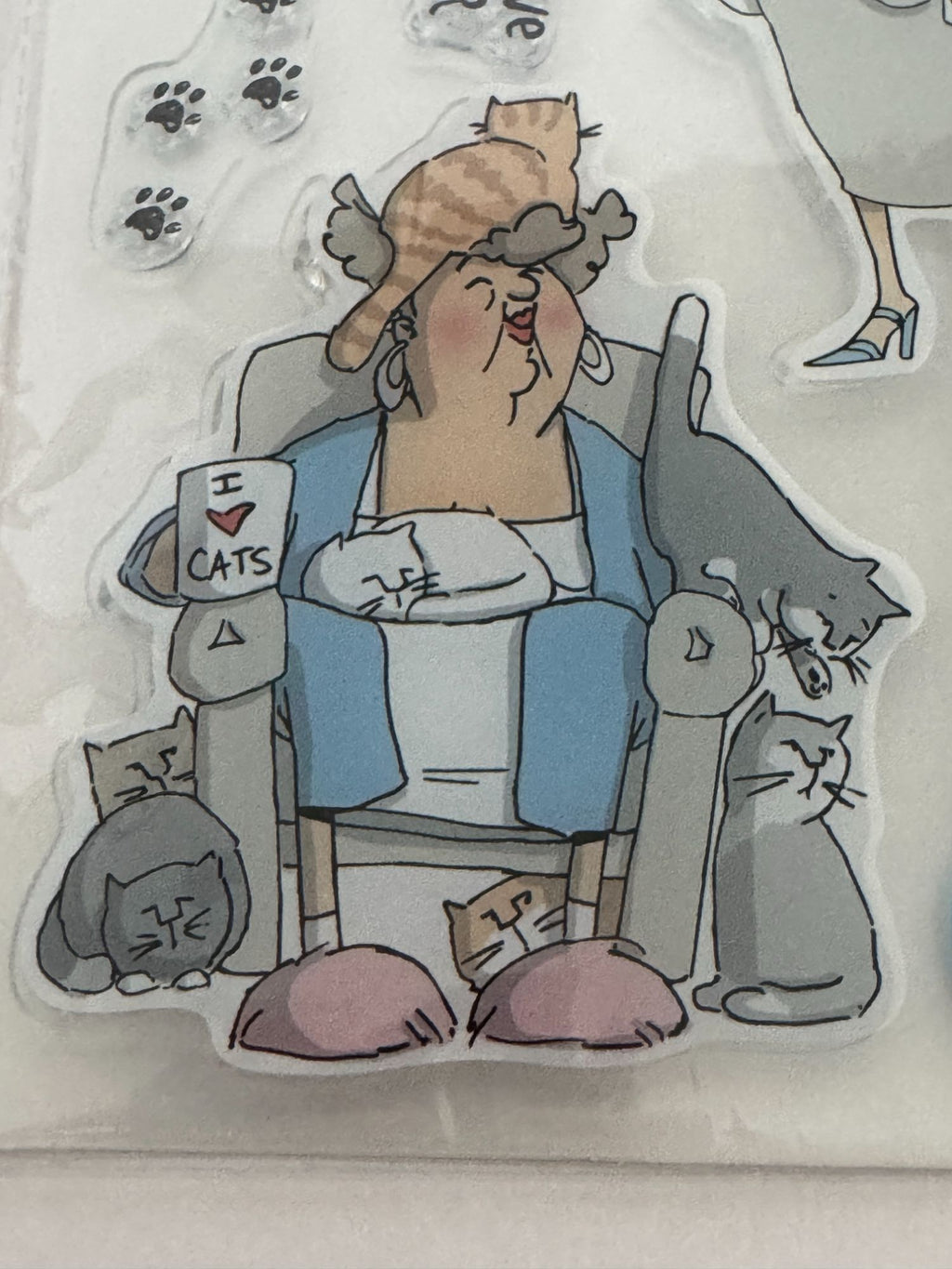 Art Impressions Clear Stamps Set Funny Cat Lady Puns OCD Obsessive Cat Disorder