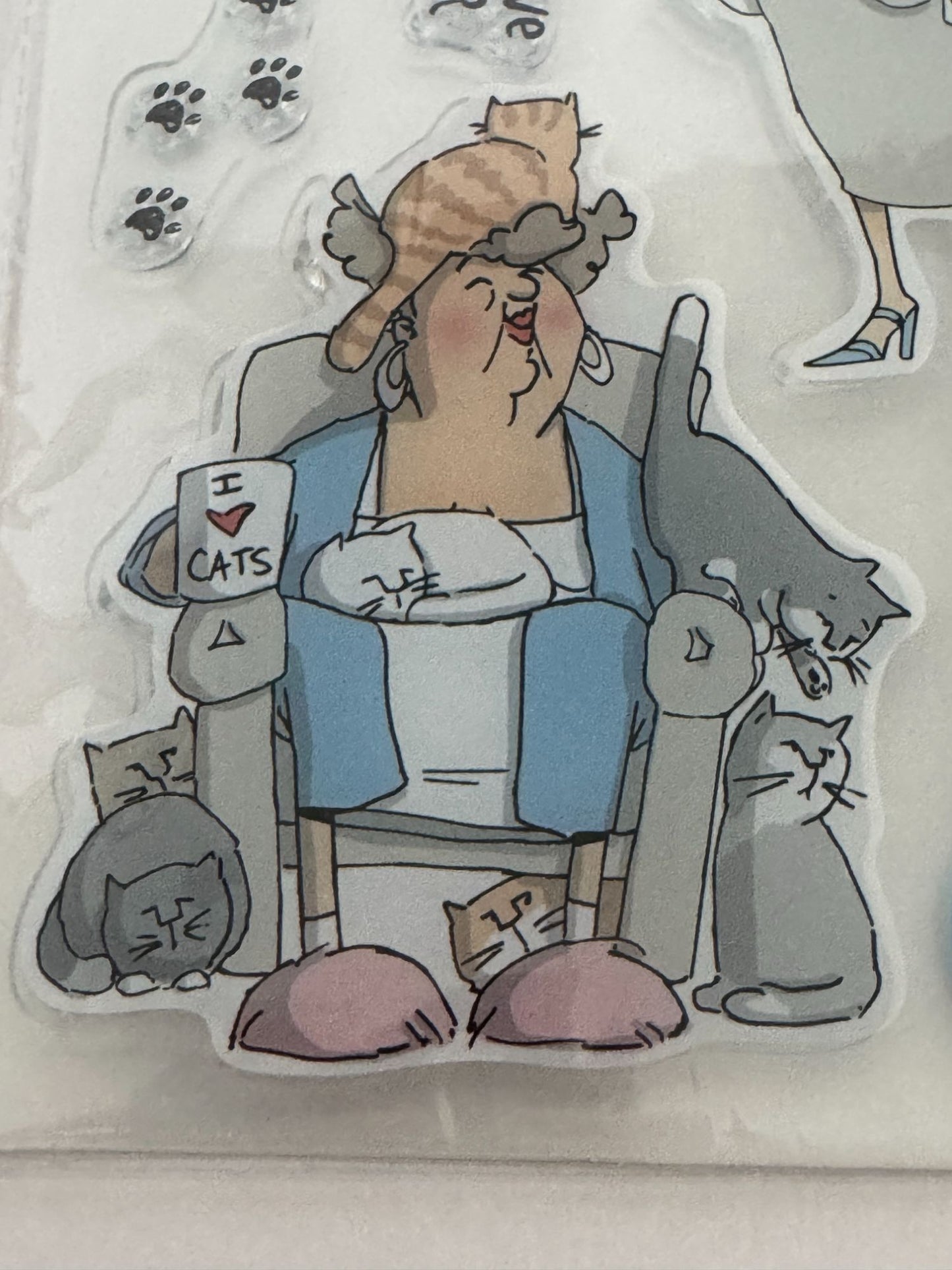 Art Impressions Clear Stamps Set Funny Cat Lady Puns OCD Obsessive Cat Disorder