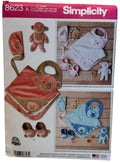 Simplicity Sewing Pattern 8623 Baby Hats Booties Fleece Blanket Monkey Lamb Bear