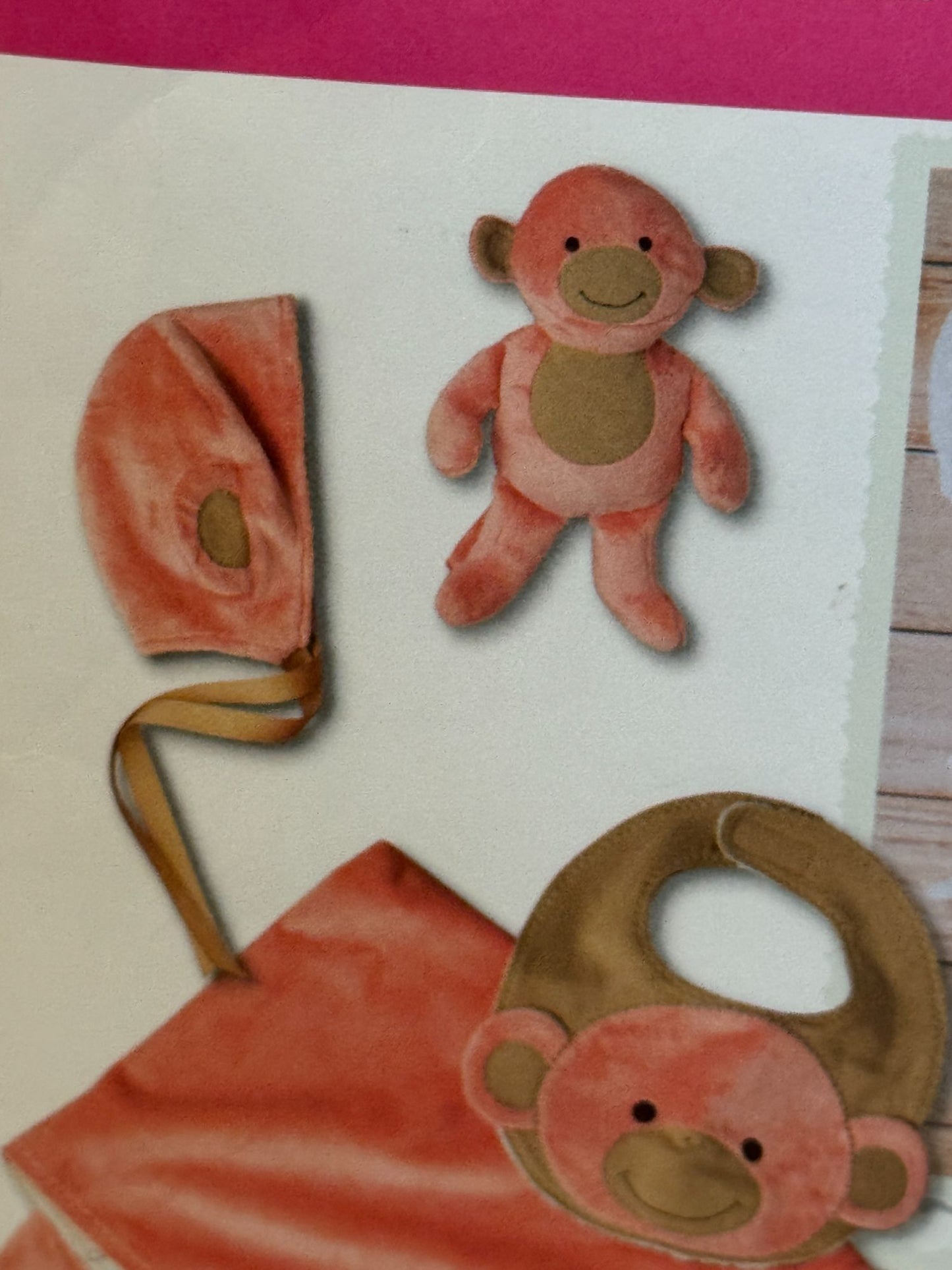Simplicity Sewing Pattern 8623 Baby Hats Booties Fleece Blanket Monkey Lamb Bear