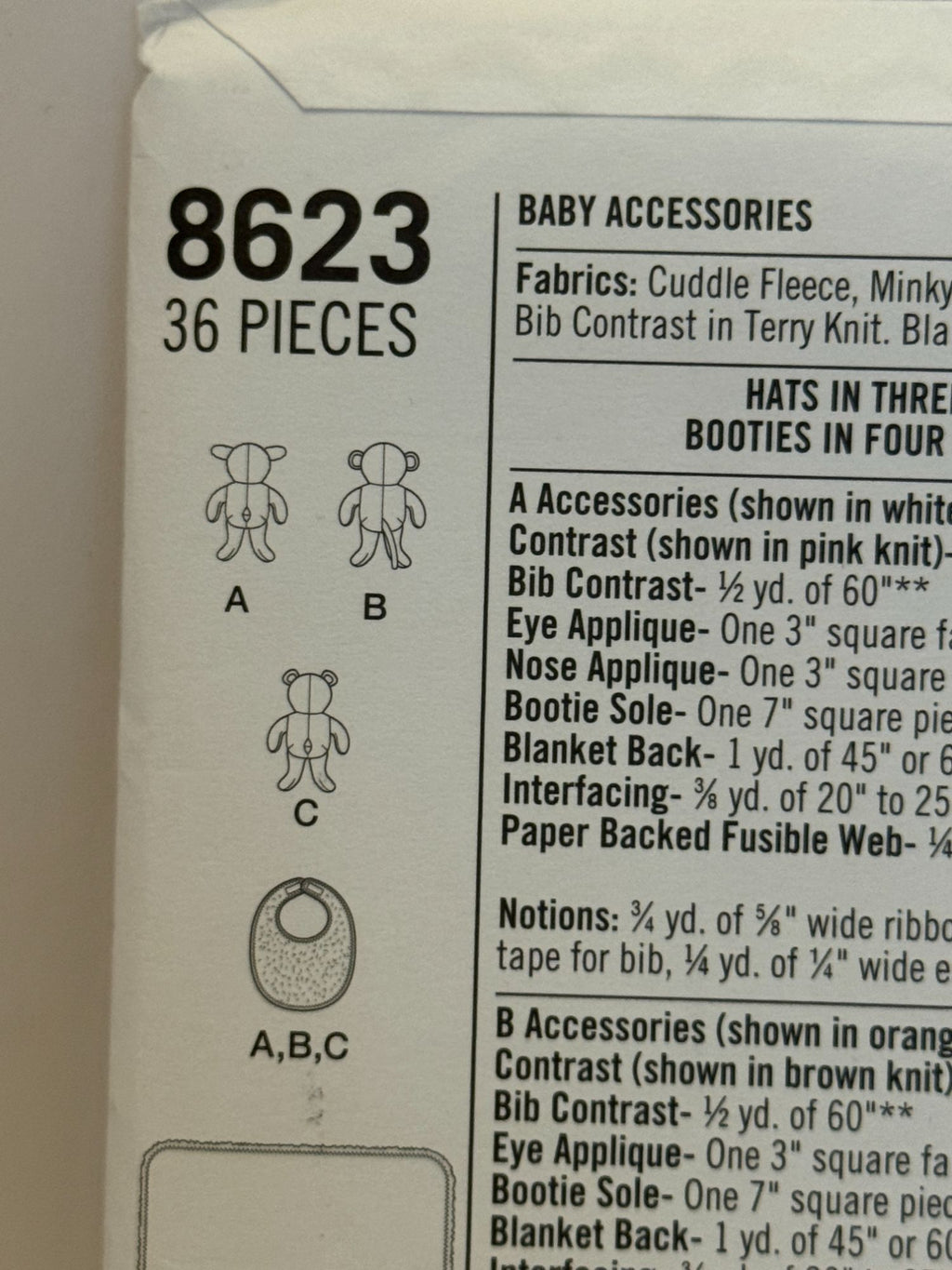 Simplicity Sewing Pattern 8623 Baby Hats Booties Fleece Blanket Monkey Lamb Bear