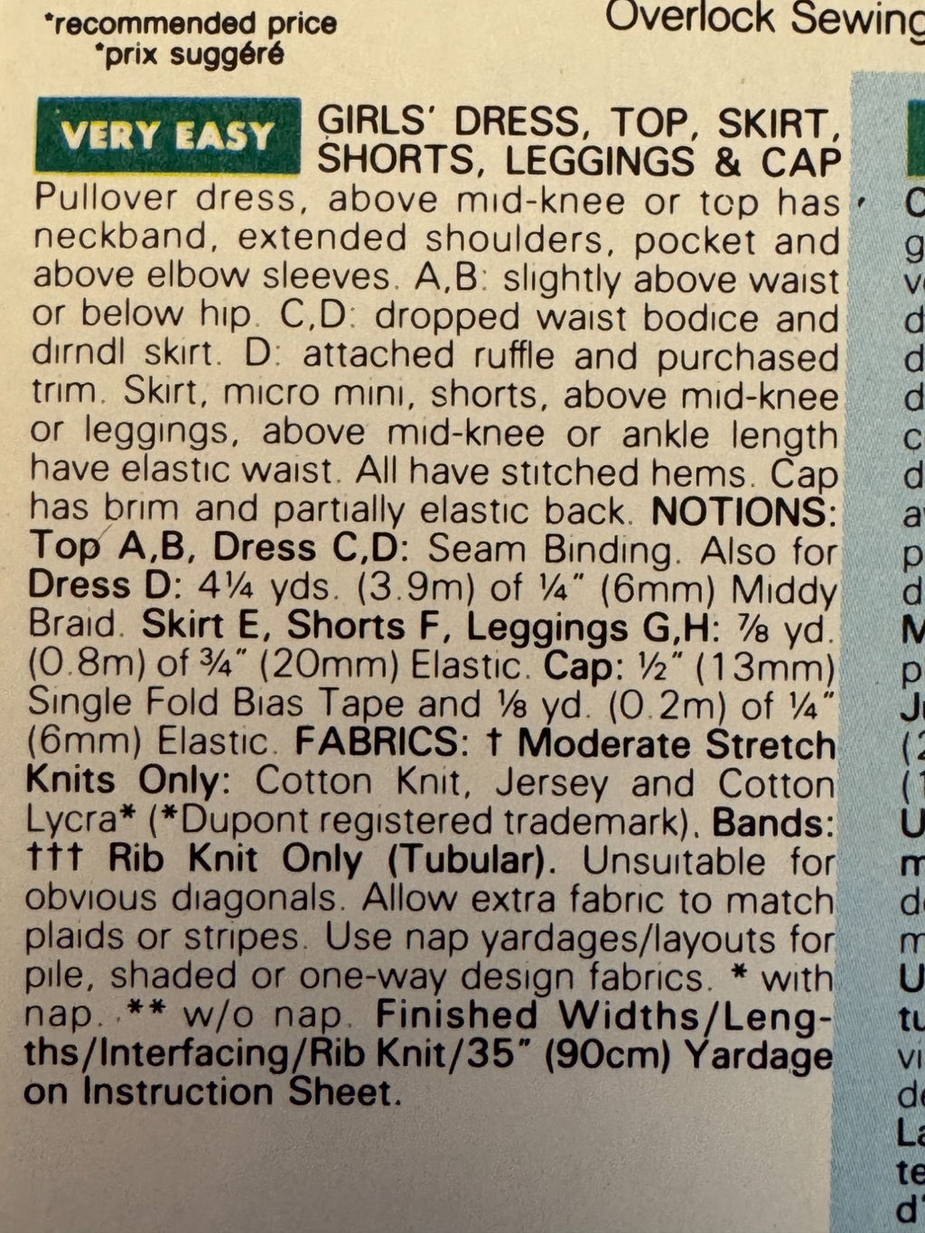 Butterick Sewing Pattern 5342 Fashion Addition Easy Girls Dress Top Skirt 7 8 10