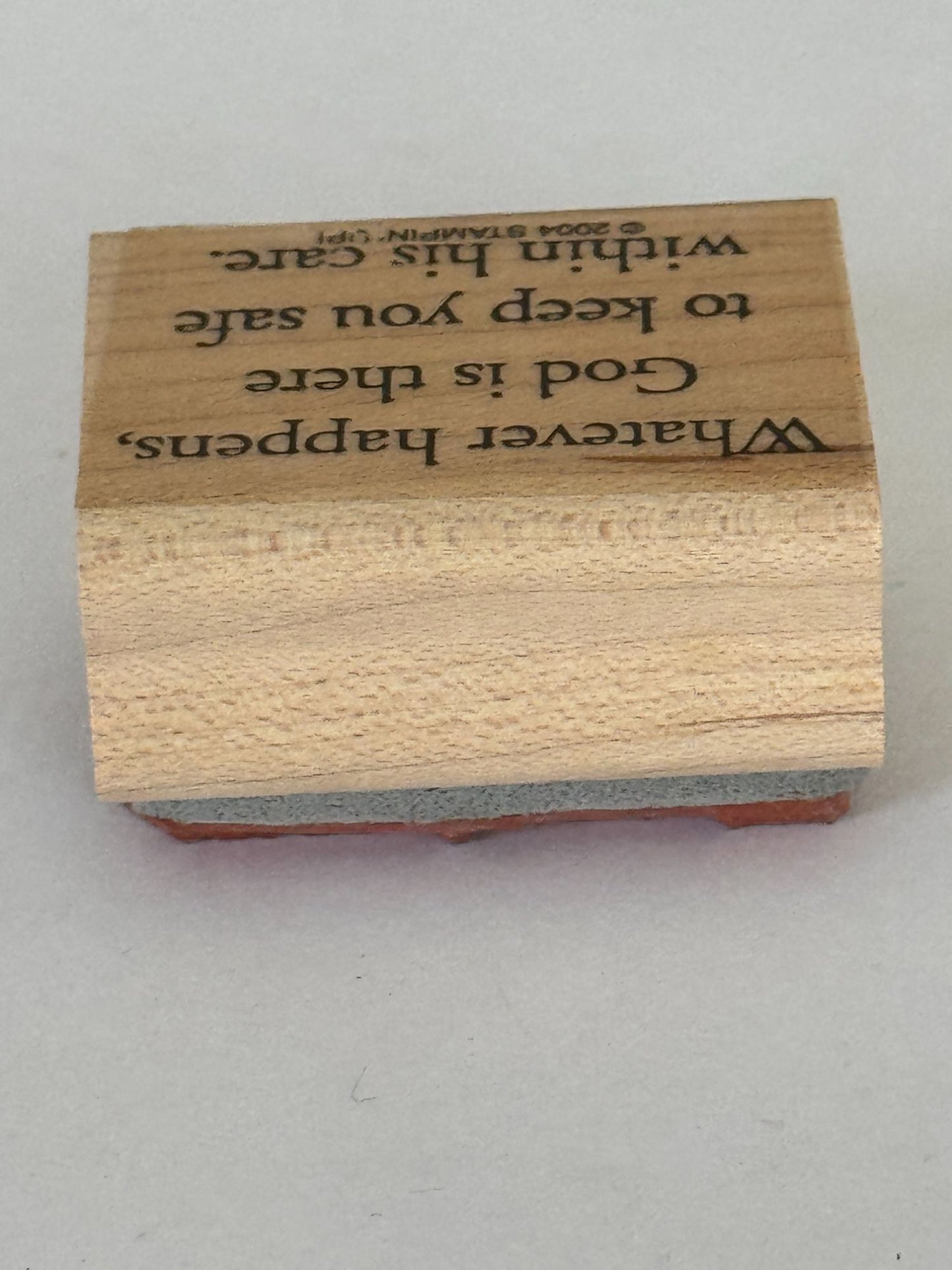 Stampin Up Rubber Stamp Whatever Happens God Is There Card Making Religious Word