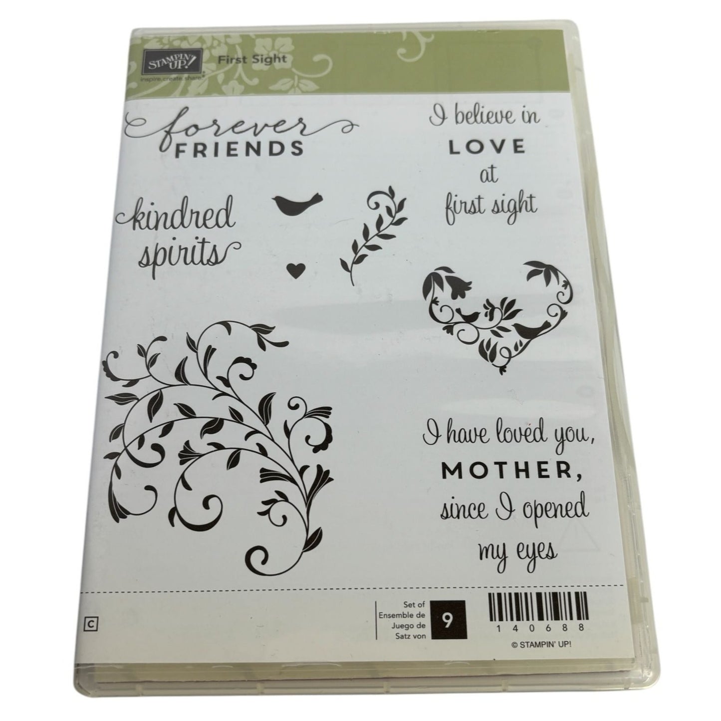 Stampin Up Cling Stamp Set First Sight Mothers Day Kindred Spirits Friendship Love Sentiments