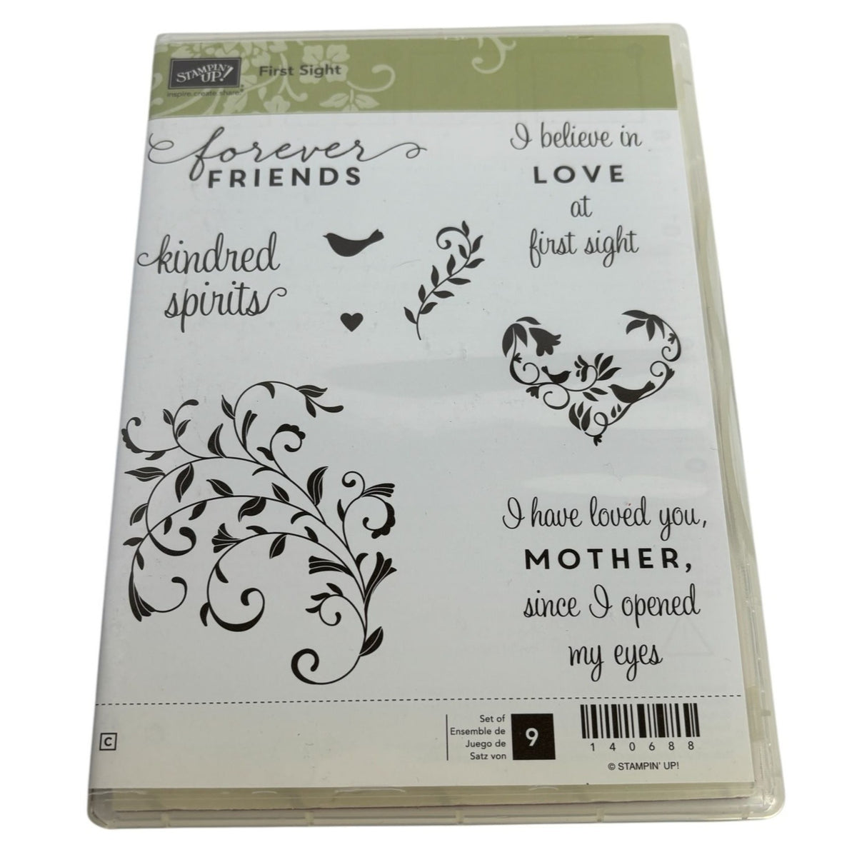 Stampin Up Cling Stamp Set First Sight Mothers Day Kindred Spirits Friendship Love Sentiments