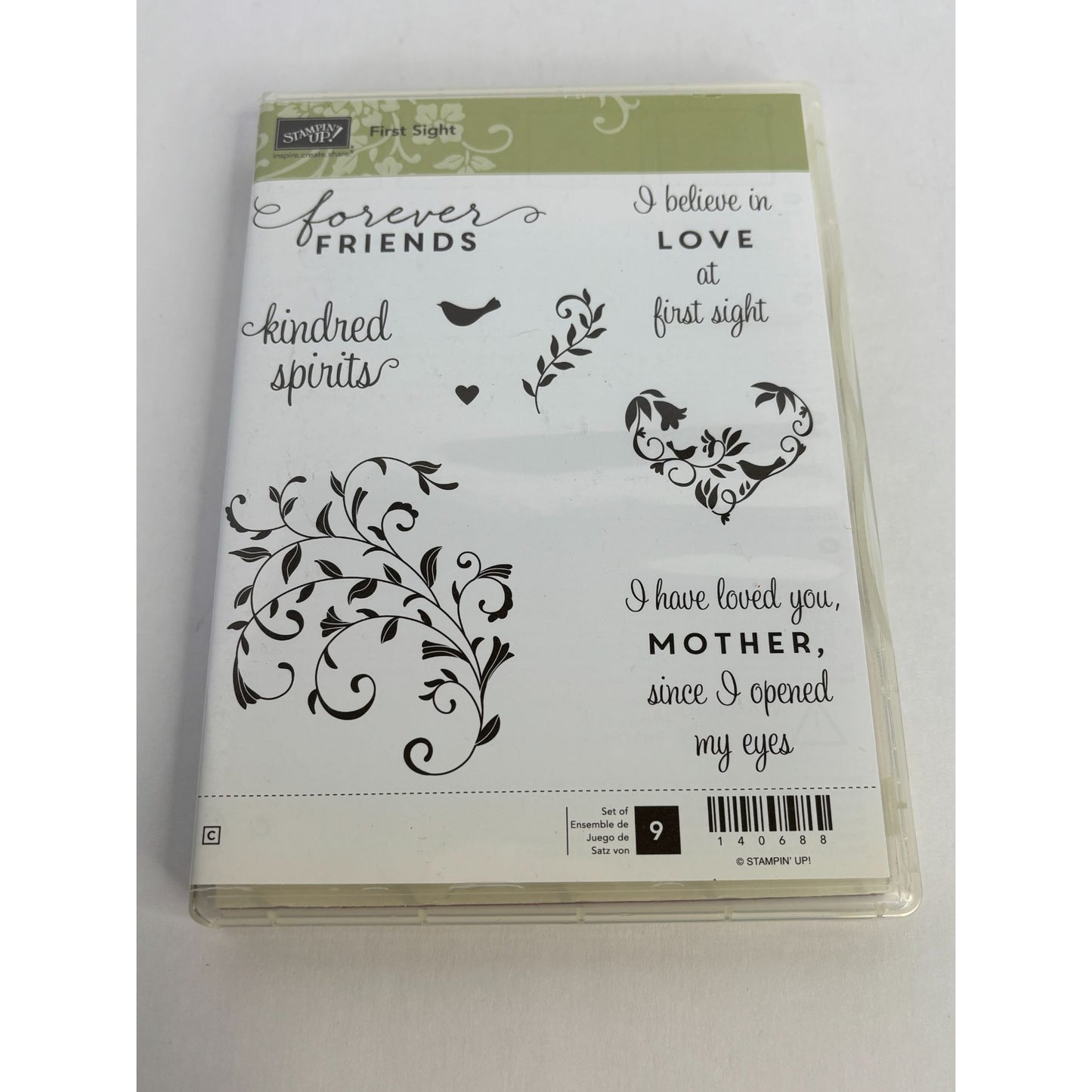 Stampin Up Cling Stamp Set First Sight Mothers Day Kindred Spirits Friendship Love Sentiments