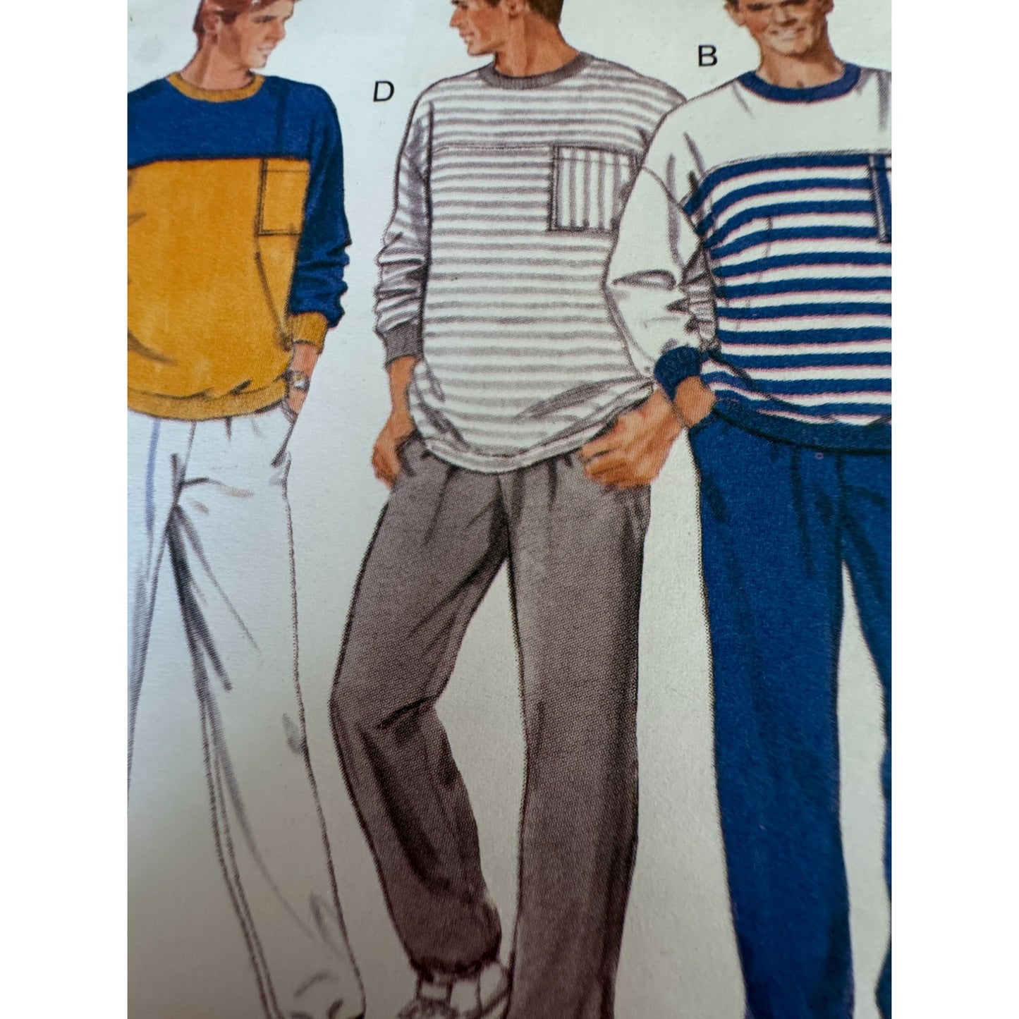 Vintage 80s Mens Tracksuit Sewing Pattern Butterick 4526 Sweatshirt Joggers Shorts 1989 L XL