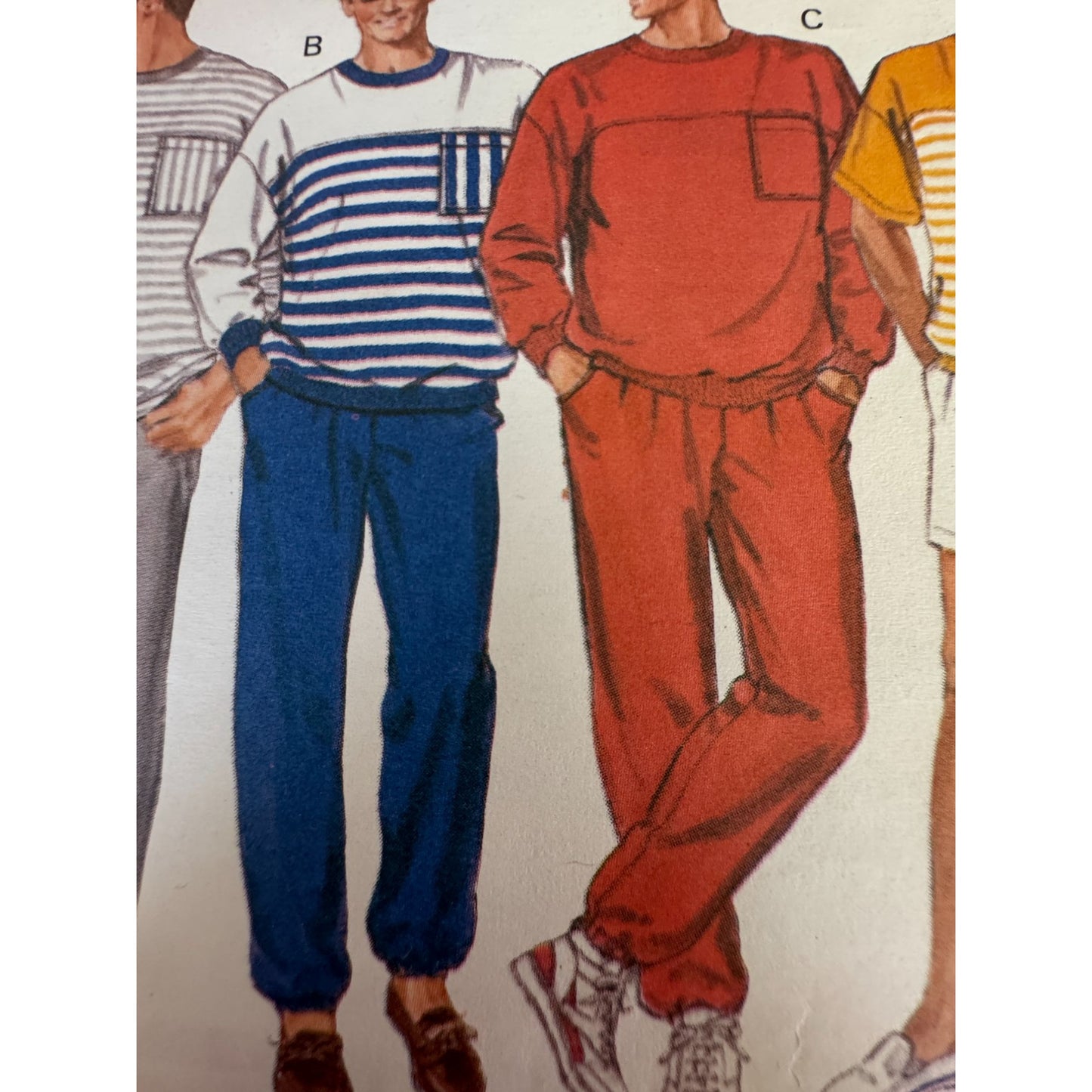 Vintage 80s Mens Tracksuit Sewing Pattern Butterick 4526 Sweatshirt Joggers Shorts 1989 L XL
