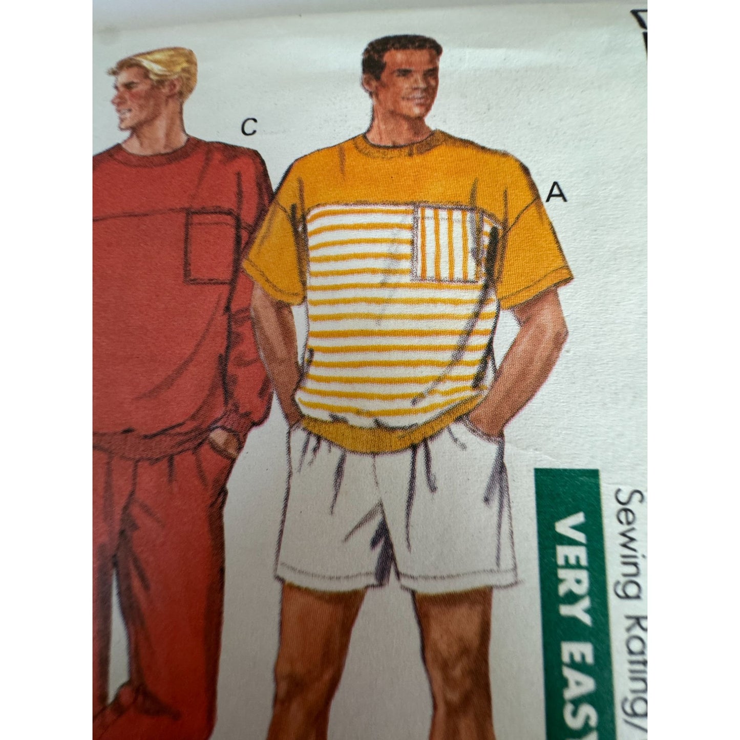 Vintage 80s Mens Tracksuit Sewing Pattern Butterick 4526 Sweatshirt Joggers Shorts 1989 L XL