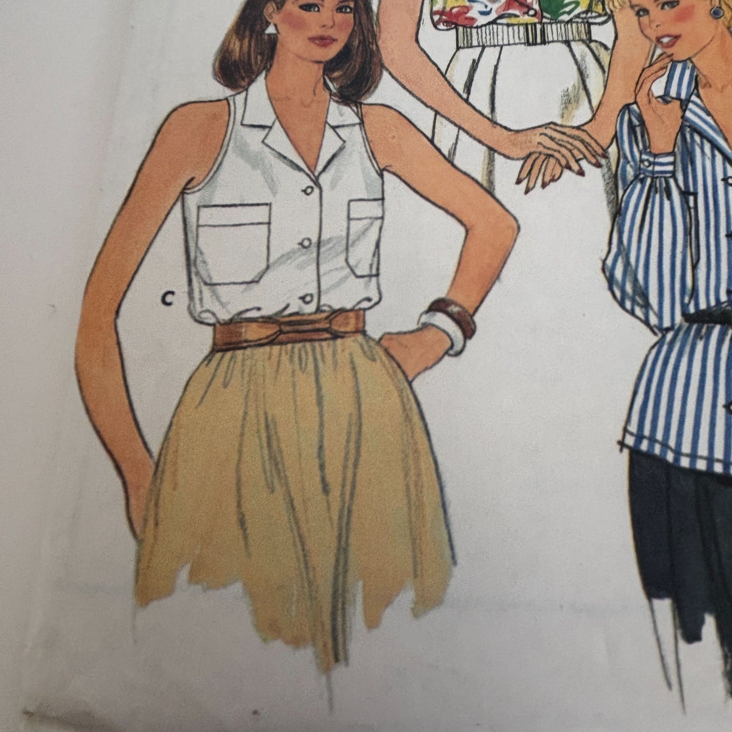 Butterick Sewing Pattern 3297 Blouse Shirt Top Vintage 1980s CUT to Size 14