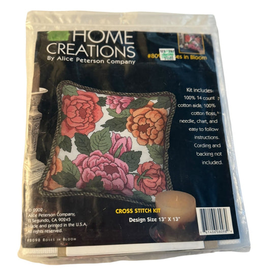 Home Creations Cross Stitch Kit Roses In Bloom Flower Floral Garden 13 x 13 inch