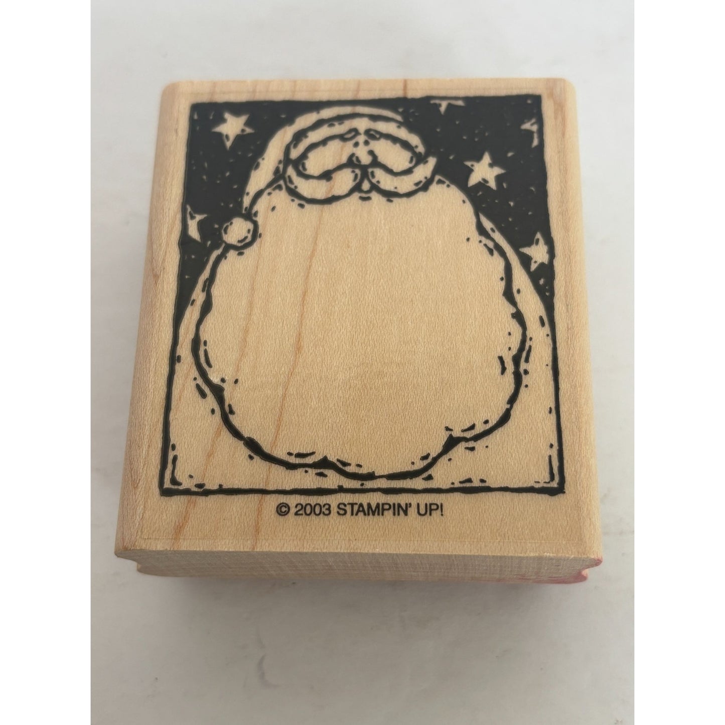 Stampin Up Rubber Stamp Santa Claus in Rectangle Big Beard Night Sky Christmas