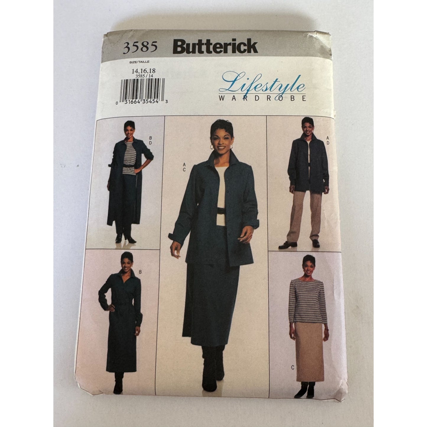 Butterick 3585 Sewing Pattern Misses Wardrobe Shirt Dress Skirt Pants Size 14 16 18 2002 Easy