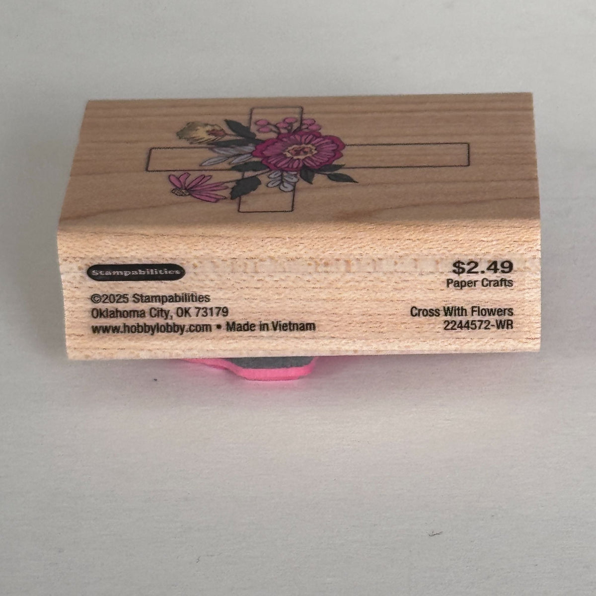Stampabilities Rubber Stamp Floral Cross Christian Faith Religious Card Making Easter Sympathy Wood Mounted