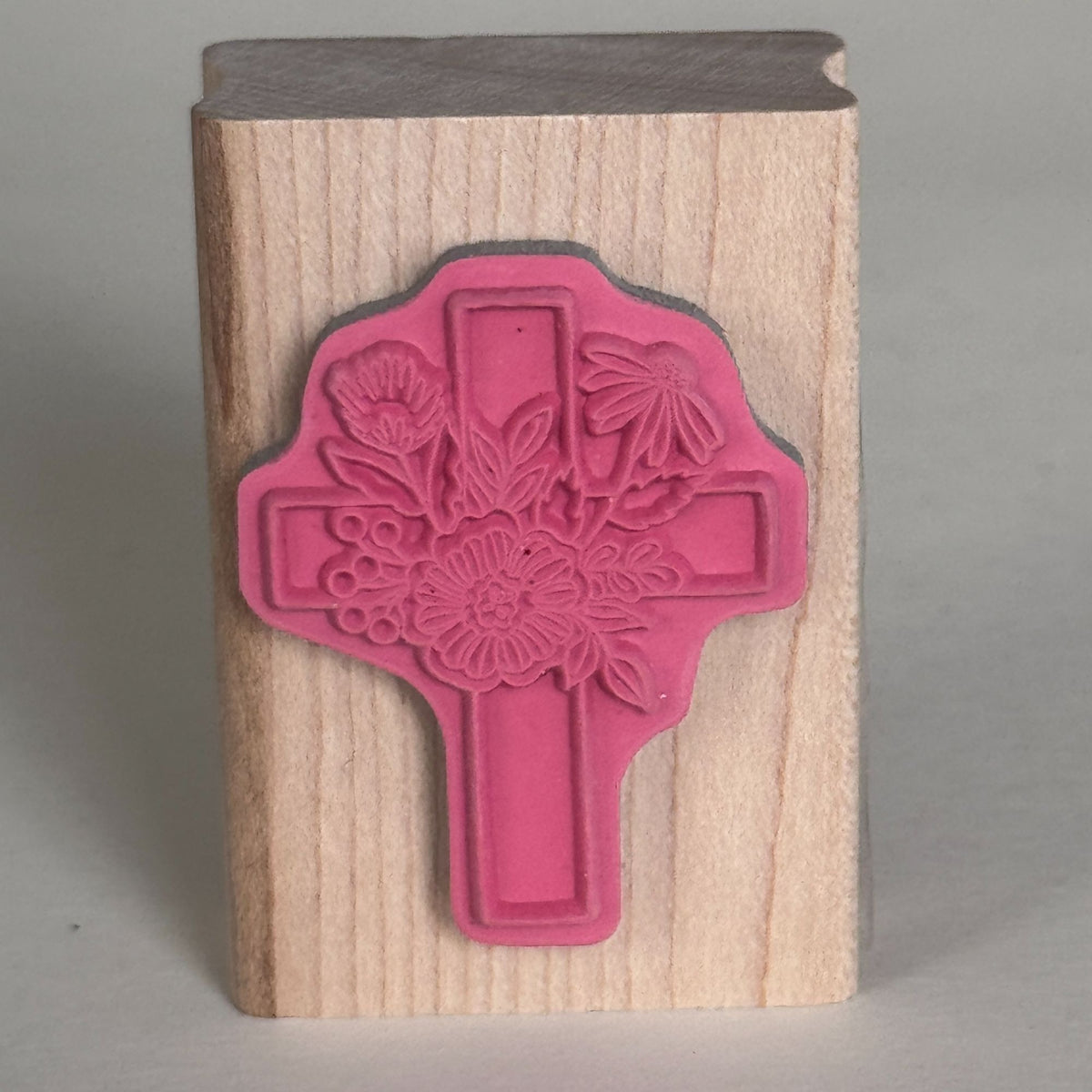 Stampabilities Rubber Stamp Floral Cross Christian Faith Religious Card Making Easter Sympathy Wood Mounted