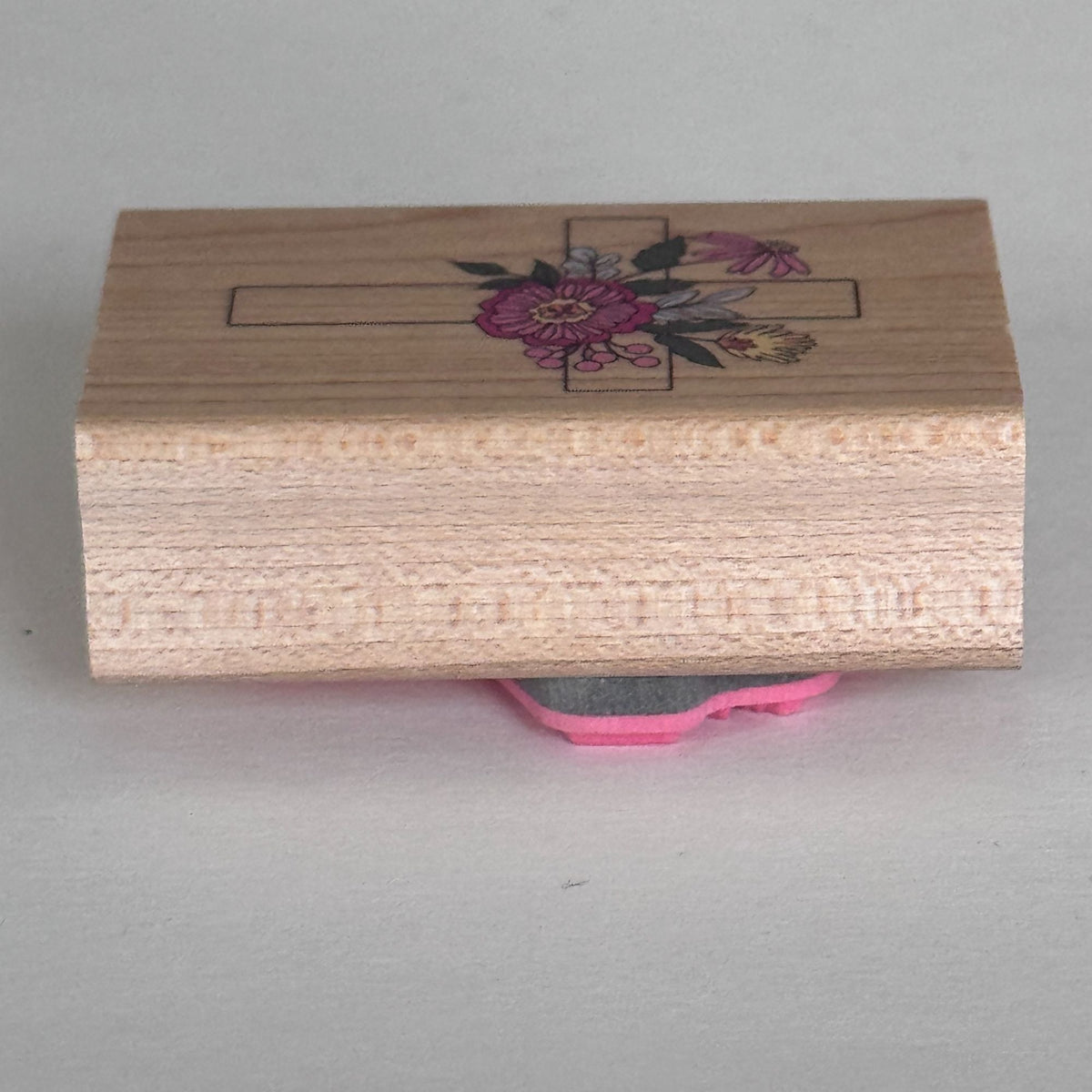 Stampabilities Rubber Stamp Floral Cross Christian Faith Religious Card Making Easter Sympathy Wood Mounted