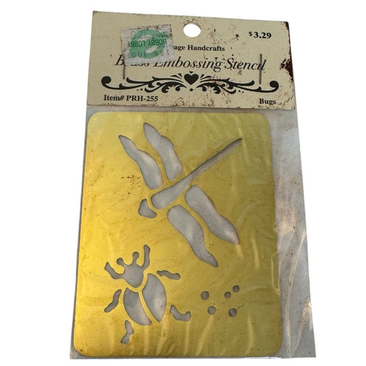 Heritage Handcrafts Brass Embossing Stencil Dragonfly Beetle Bugs Insects Craft