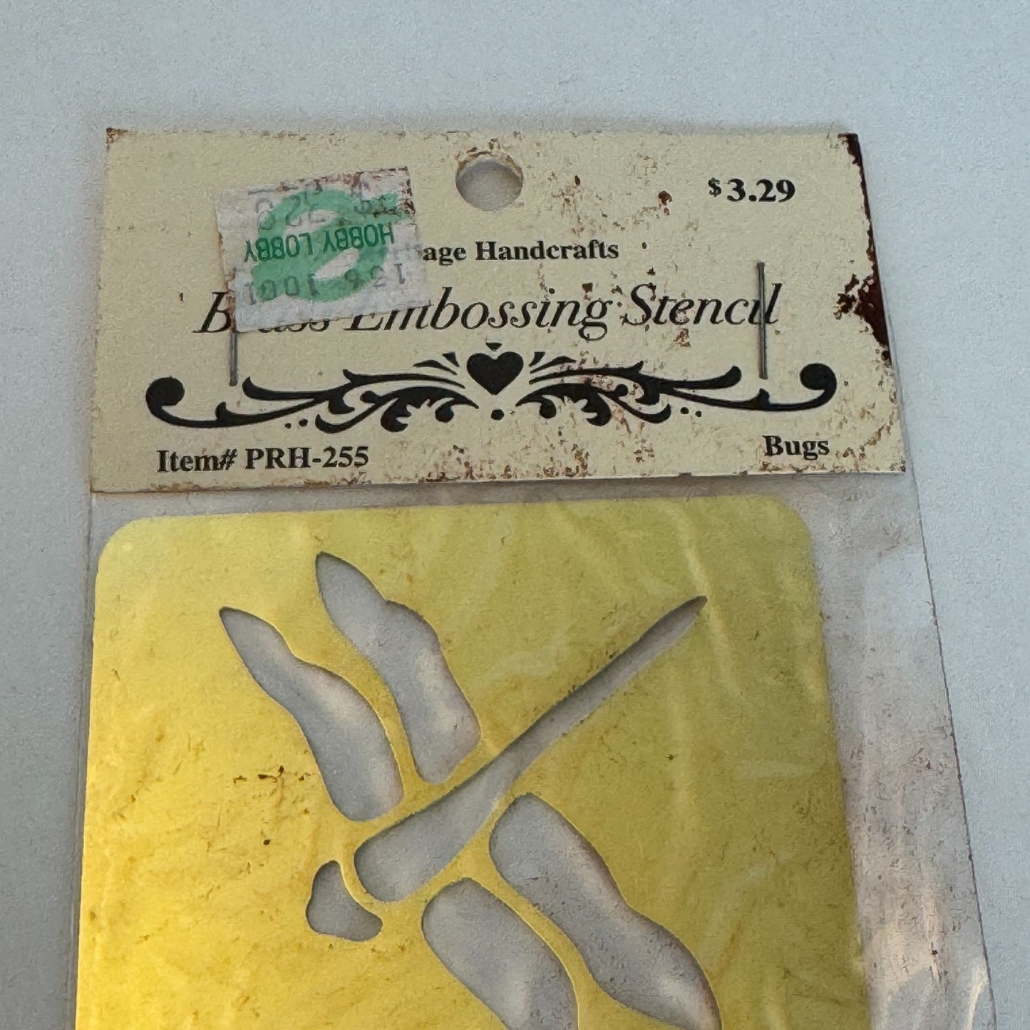 Heritage Handcrafts Brass Embossing Stencil Dragonfly Beetle Bugs Insects Craft
