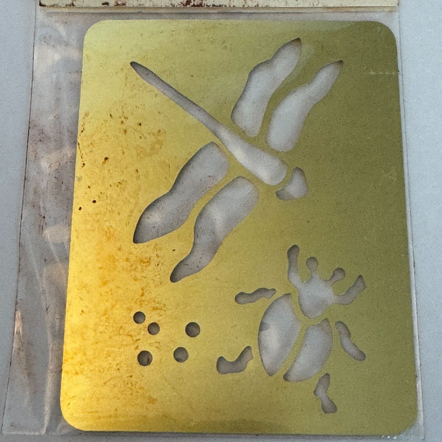 Heritage Handcrafts Brass Embossing Stencil Dragonfly Beetle Bugs Insects Craft