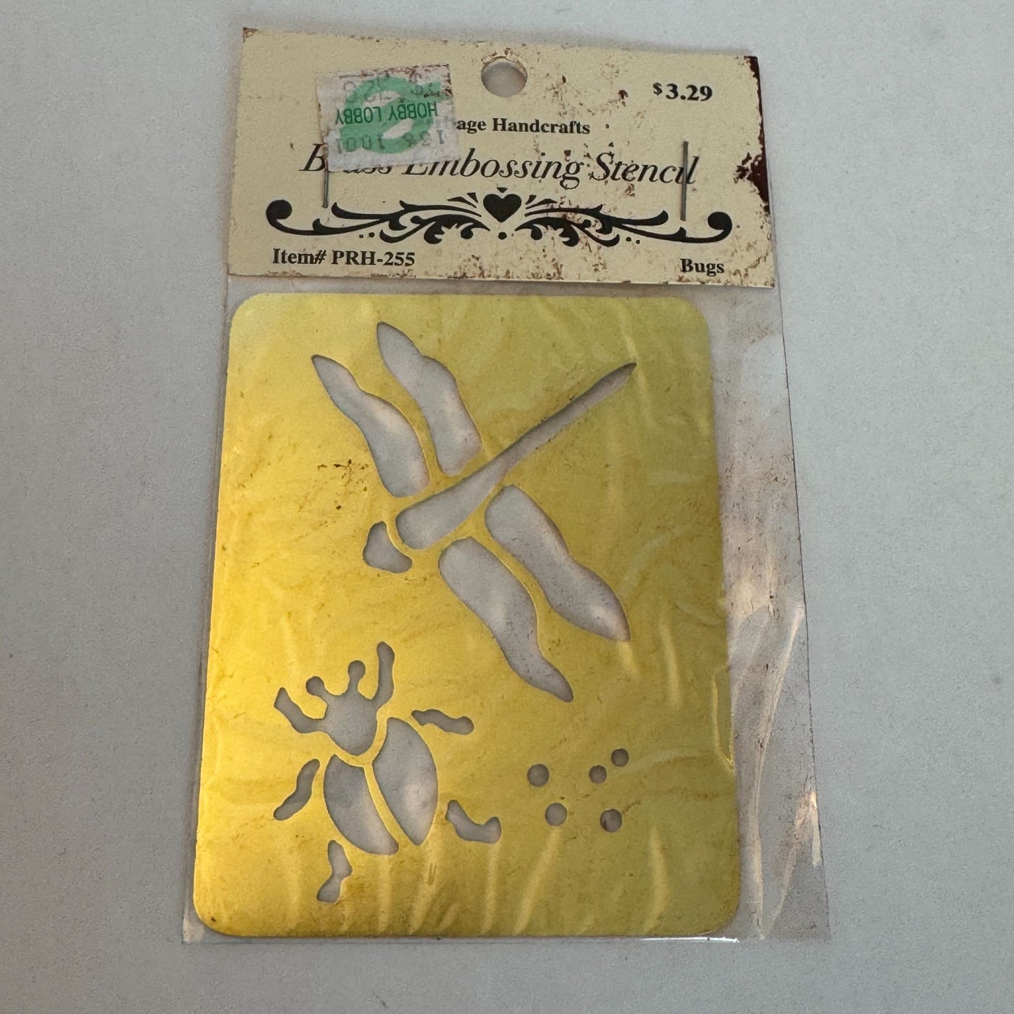 Heritage Handcrafts Brass Embossing Stencil Dragonfly Beetle Bugs Insects Craft