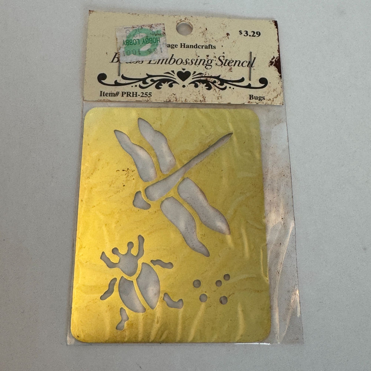 Heritage Handcrafts Brass Embossing Stencil Dragonfly Beetle Bugs Insects Craft