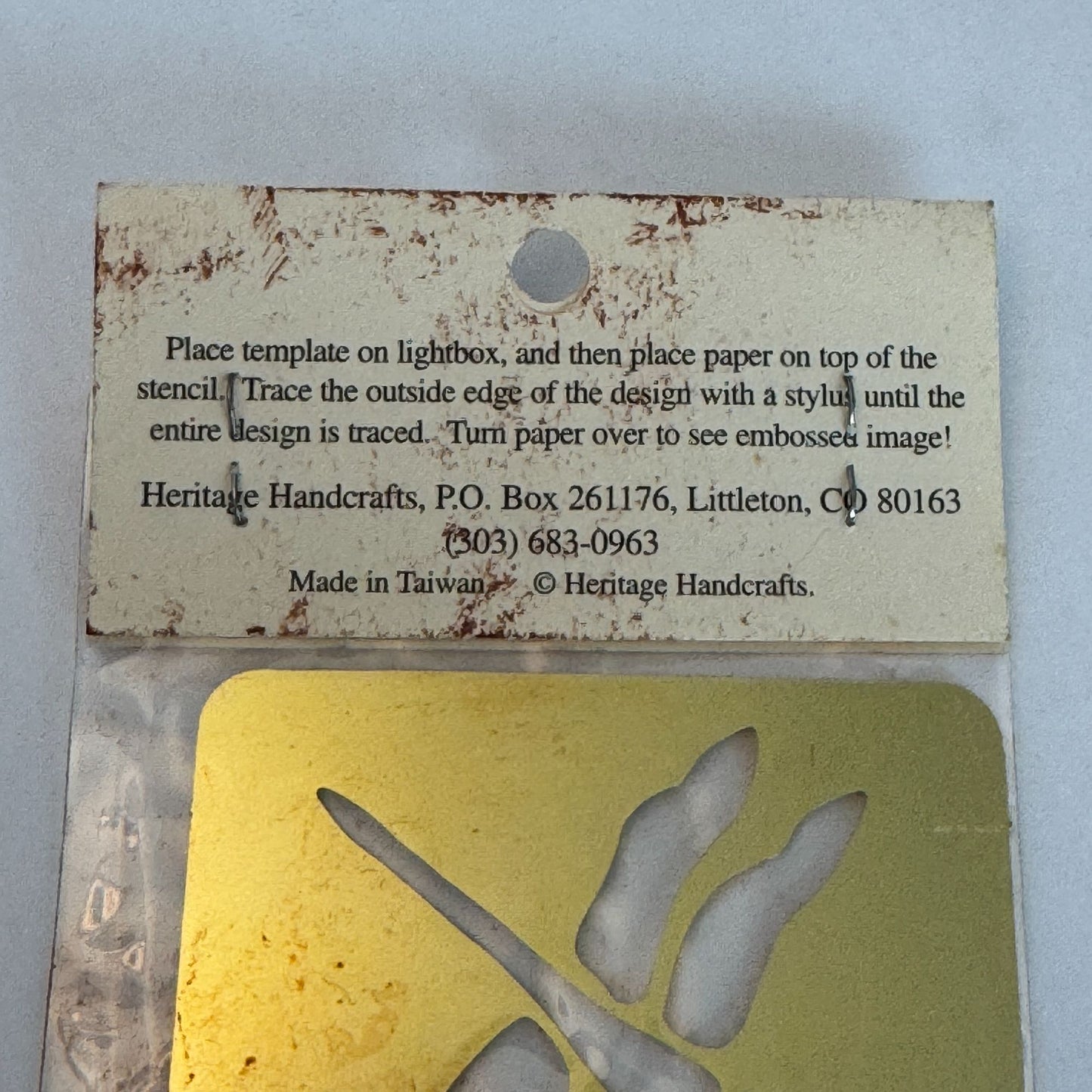 Heritage Handcrafts Brass Embossing Stencil Dragonfly Beetle Bugs Insects Craft