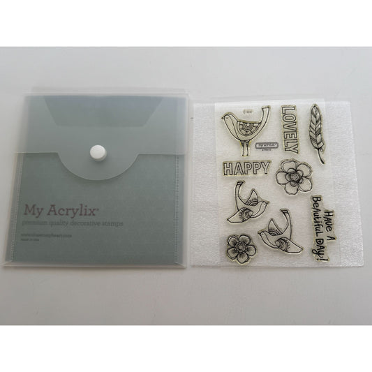 CTMH My Acrylix Acrylic Stamps Set Happy Birds Beautiful Day Card Making C1600