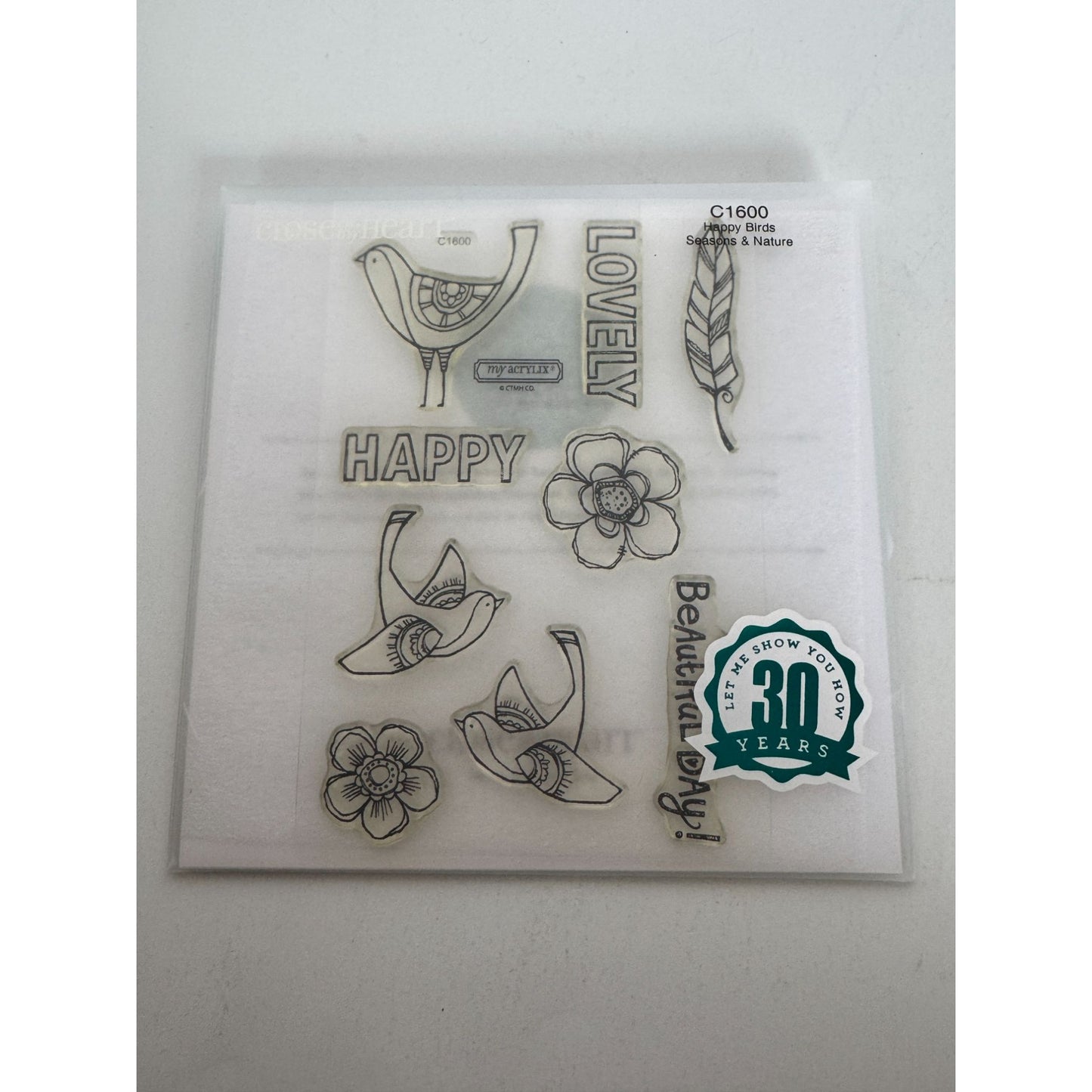 CTMH My Acrylix Acrylic Stamps Set Happy Birds Beautiful Day Card Making C1600