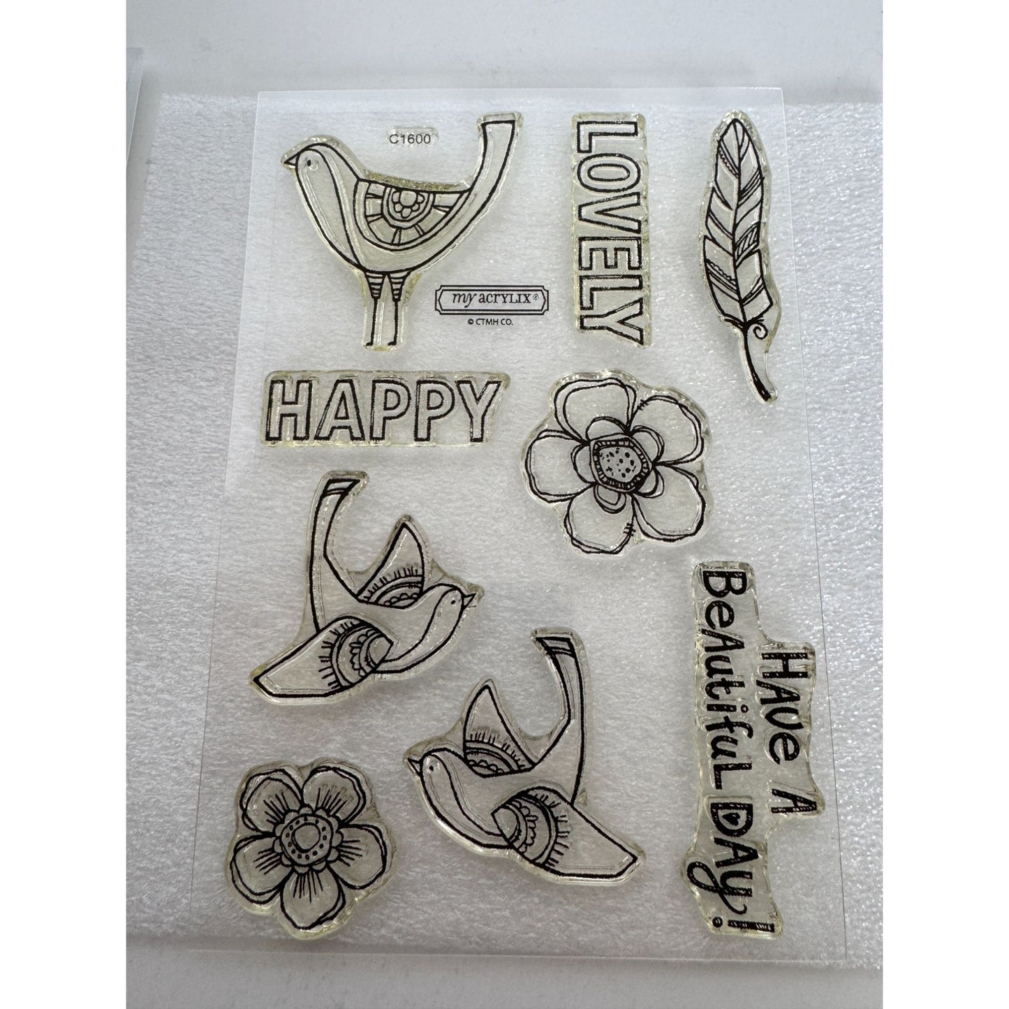 CTMH My Acrylix Acrylic Stamps Set Happy Birds Beautiful Day Card Making C1600
