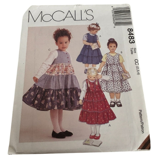 McCalls Sewing Pattern 8483 Toddler Jumper Skirt Layered Size 2T 3T 4T Uncut
