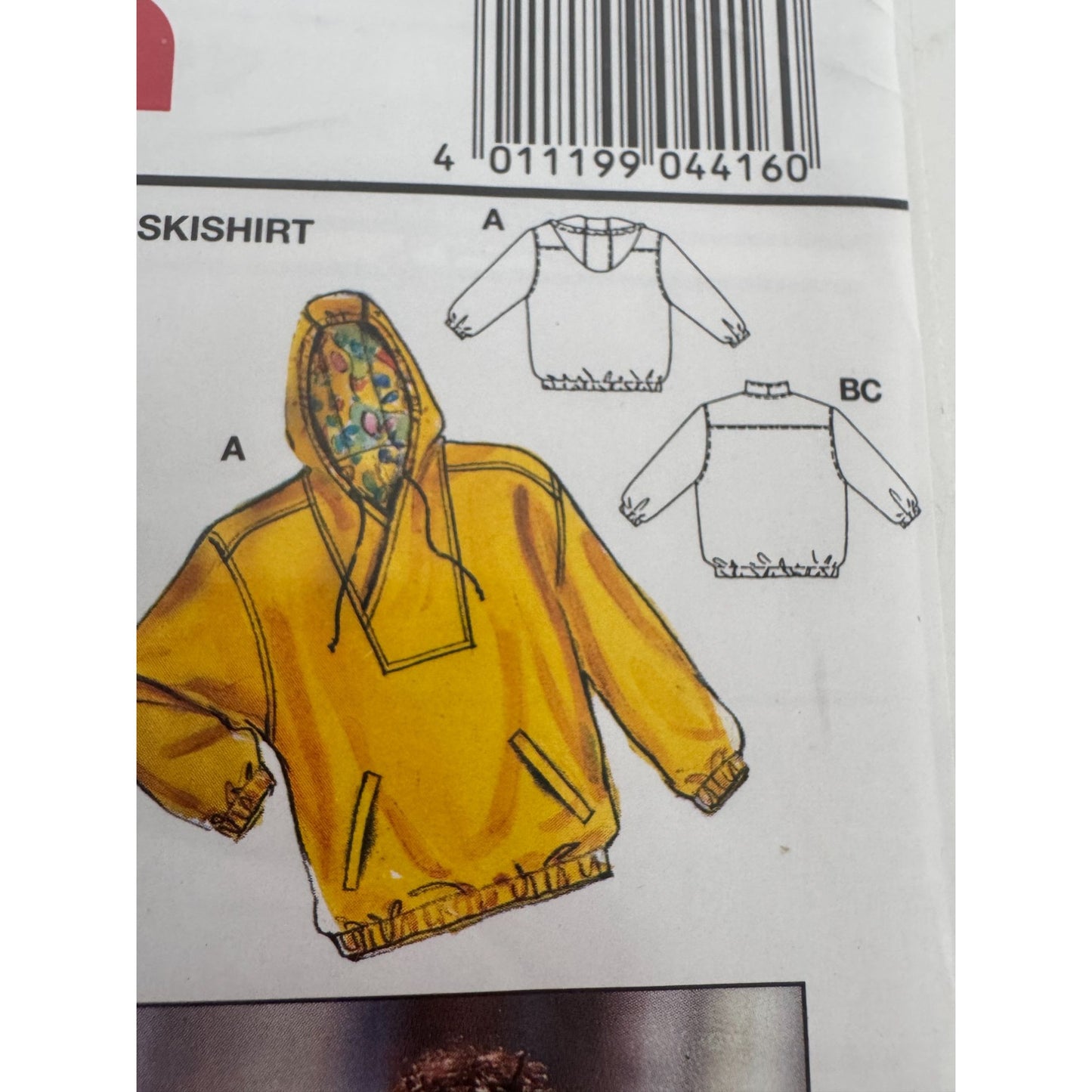 Burda Sewing Pattern 4416  Ski Shirt Athletic Hooded Miss 12-22 Mens 34-44