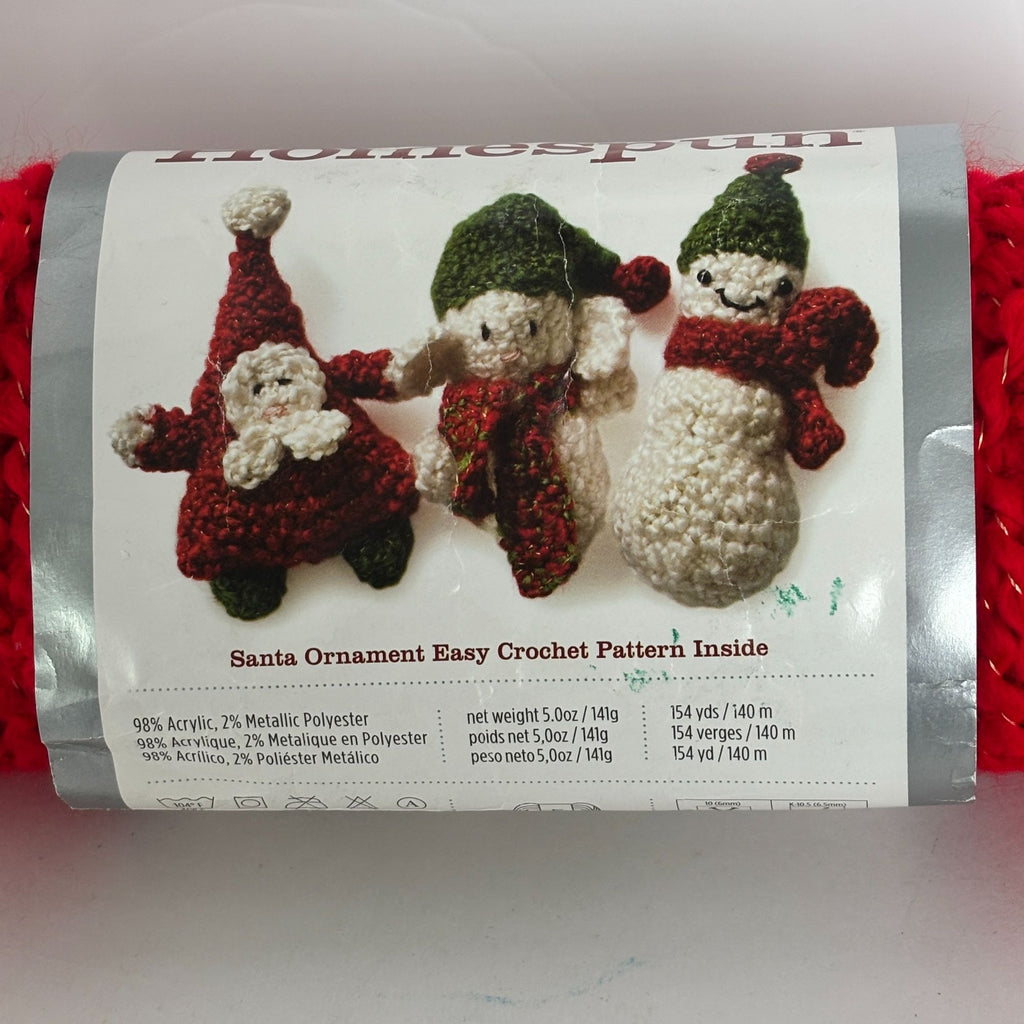 Lion Brand Holiday Homespun Yarn Holly Red Metallic Bulky Christmas Crochet Knitting PARTIAL SKEIN