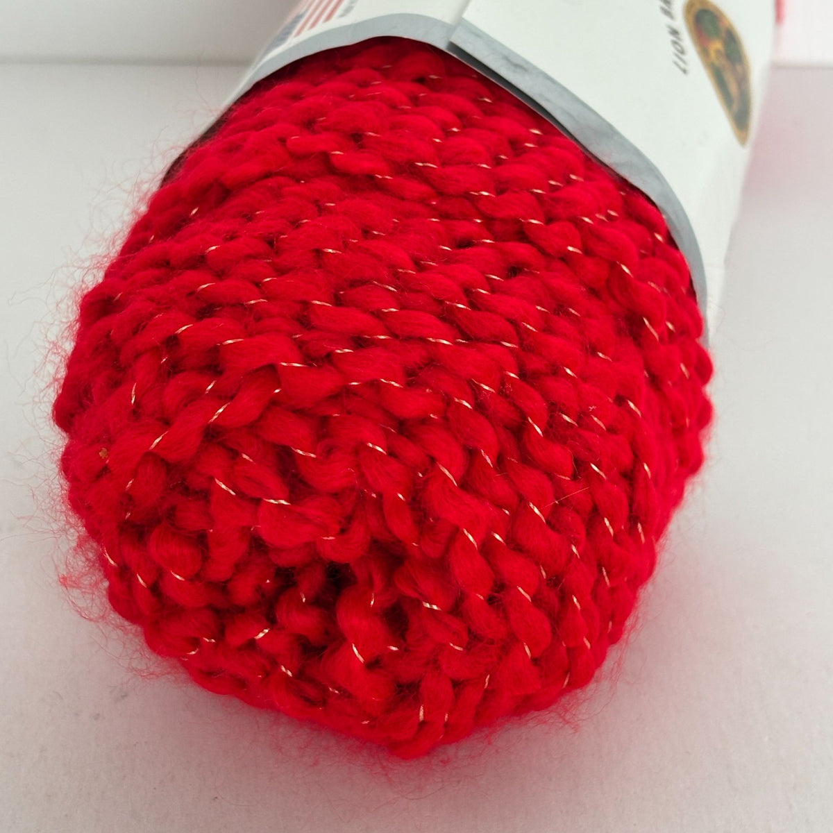 Lion Brand Holiday Homespun Yarn Holly Red Metallic Bulky Christmas Crochet Knitting PARTIAL SKEIN