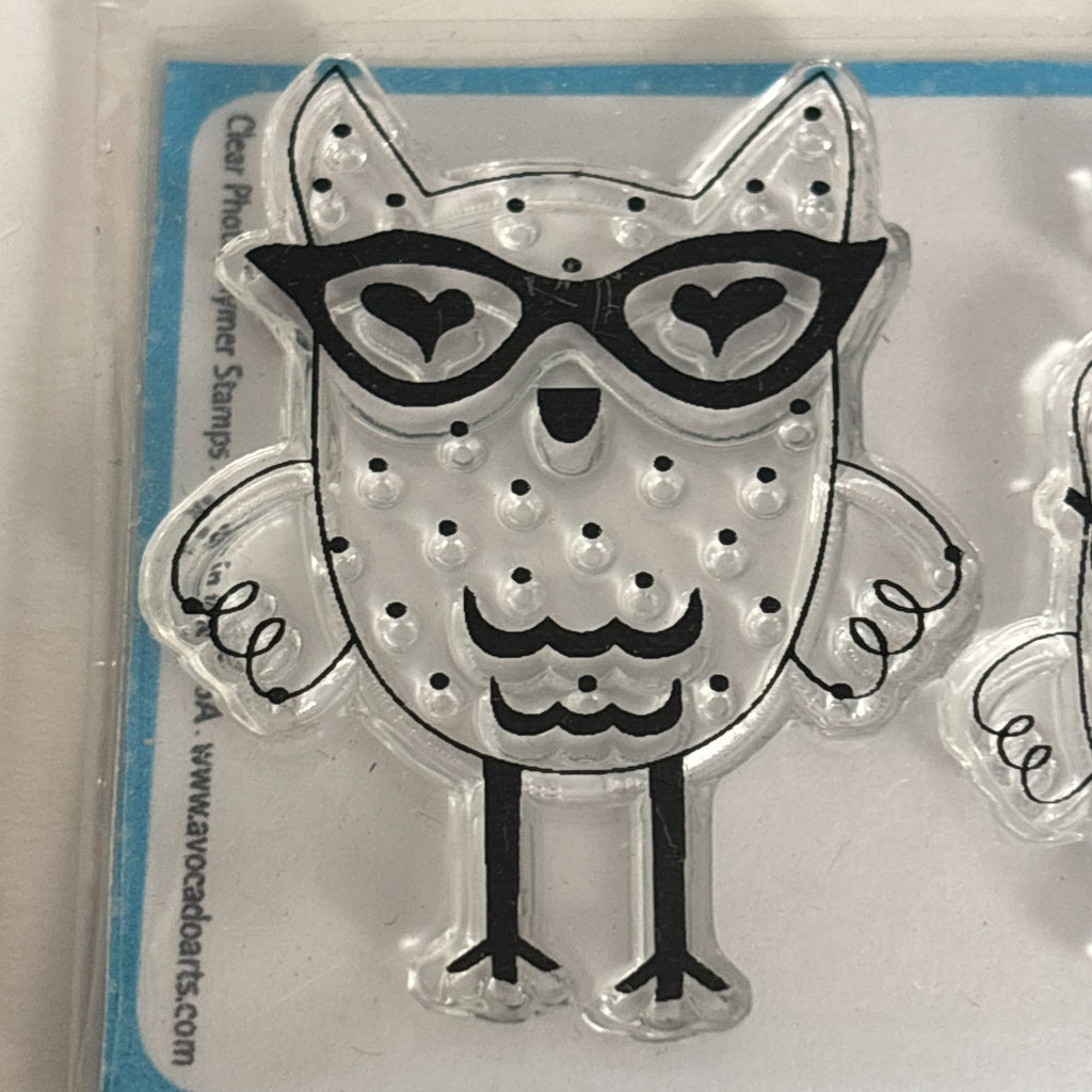 Avocado Arts Clear Stamp Set Who Loves You Owl in Glasses Nerd Cardmaking Words