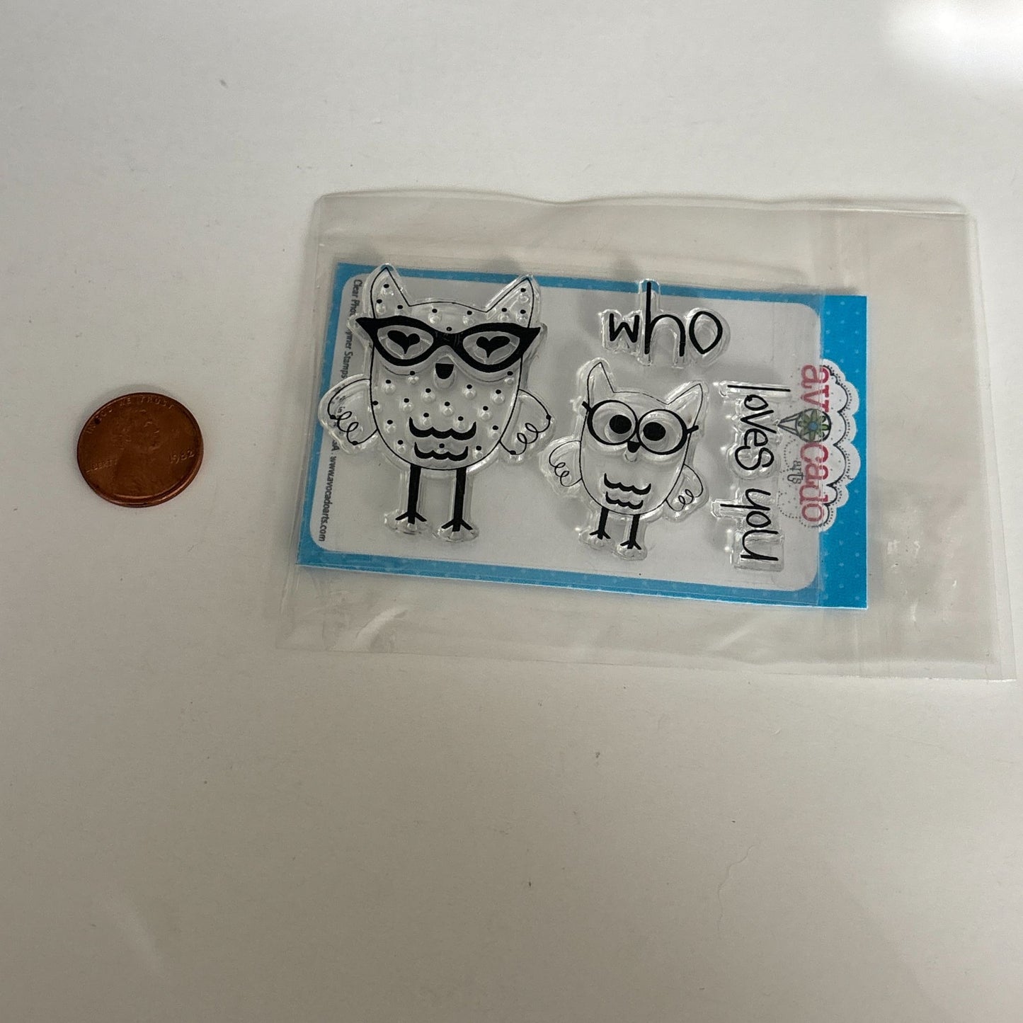Avocado Arts Clear Stamp Set Who Loves You Owl in Glasses Nerd Cardmaking Words