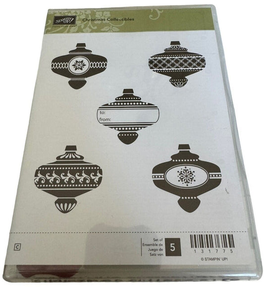 Stampin Up Cling Stamp Set Christmas Collectibles Ornaments To From Card Making Tags Farmhouse