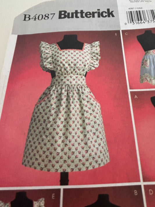 Butterick Sewing Pattern B4087 Apron Ruffled 1950s Vintage Style Easy S-XL 8-22