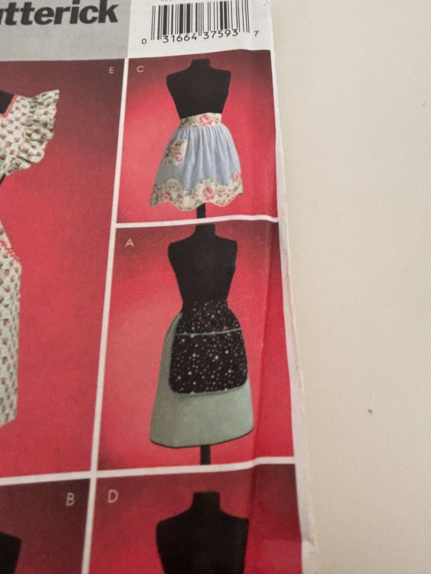 Butterick Sewing Pattern B4087 Apron Ruffled 1950s Vintage Style Easy S-XL 8-22