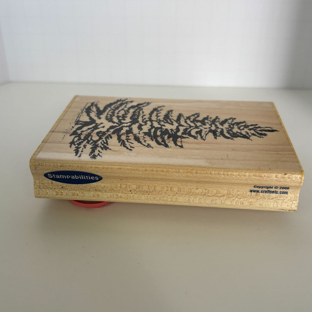 Stampabilities Rubber Stamp Vintage Pine Tree Snowy Winter Christmas Card Making Nature Holidays Wooden