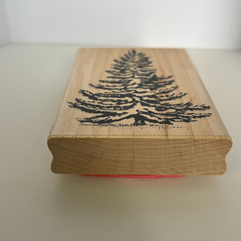 Stampabilities Rubber Stamp Vintage Pine Tree Snowy Winter Christmas Card Making Nature Holidays Wooden