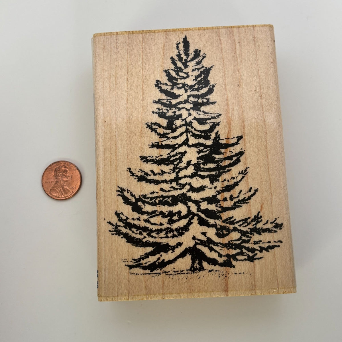 Stampabilities Rubber Stamp Vintage Pine Tree Snowy Winter Christmas Card Making Nature Holidays Wooden