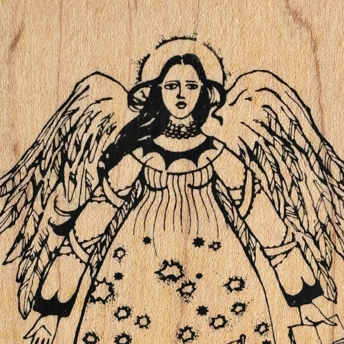 Acey Deucy Rubber Stamp Angel Lina Folk Art Village Scene Dress Cardmaking Storybook M1-816