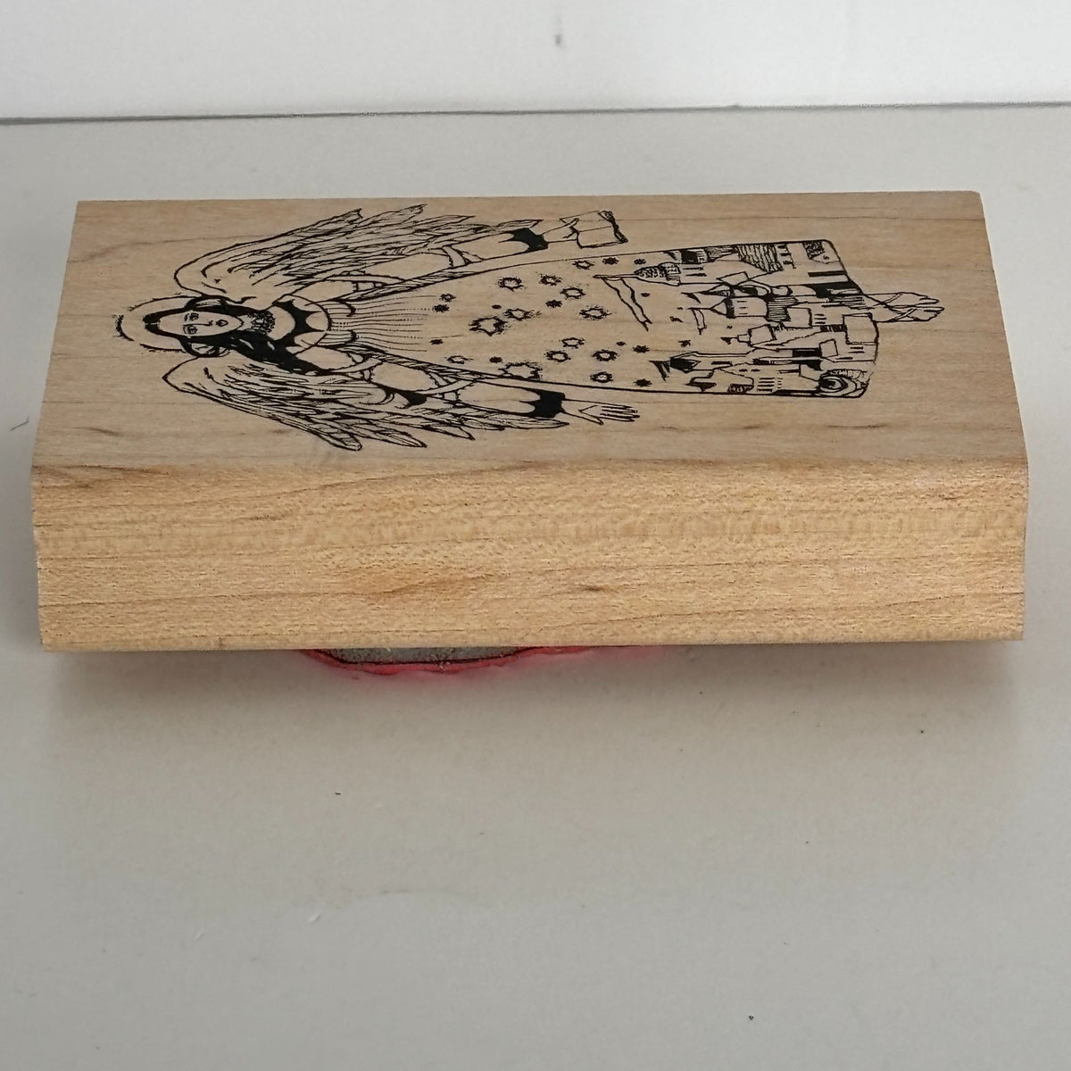 Acey Deucy Rubber Stamp Angel Lina Folk Art Village Scene Dress Cardmaking Storybook M1-816
