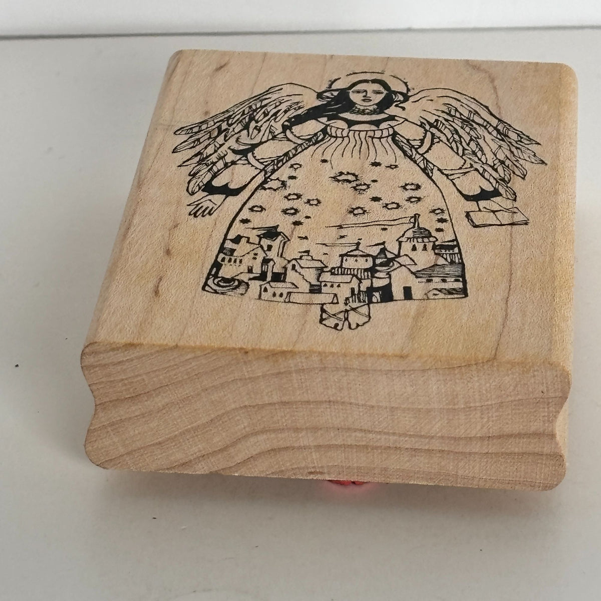 Acey Deucy Rubber Stamp Angel Lina Folk Art Village Scene Dress Cardmaking Storybook M1-816