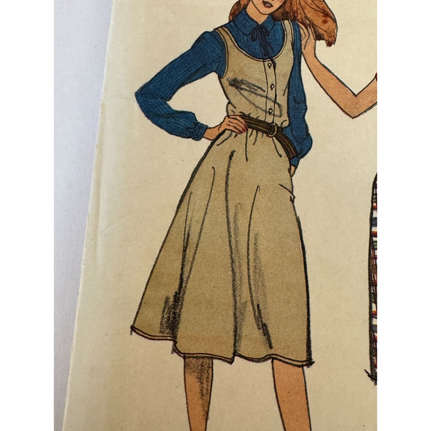 Vintage 1980s Butterick 3386 Jumper Dress Sewing Pattern Size 16 80s Sewing Pattern Button Front Dress