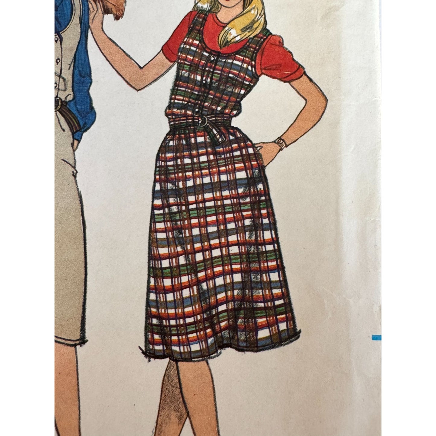 Vintage 1980s Butterick 3386 Jumper Dress Sewing Pattern Size 16 80s Sewing Pattern Button Front Dress